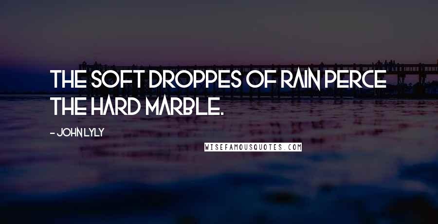 John Lyly Quotes: The soft droppes of rain perce the hard marble.