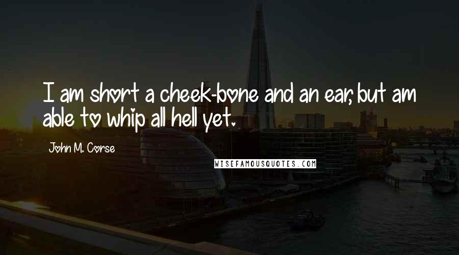 John M. Corse Quotes: I am short a cheek-bone and an ear, but am able to whip all hell yet.