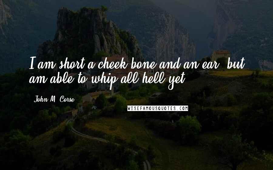 John M. Corse Quotes: I am short a cheek-bone and an ear, but am able to whip all hell yet.