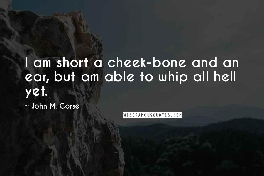 John M. Corse Quotes: I am short a cheek-bone and an ear, but am able to whip all hell yet.