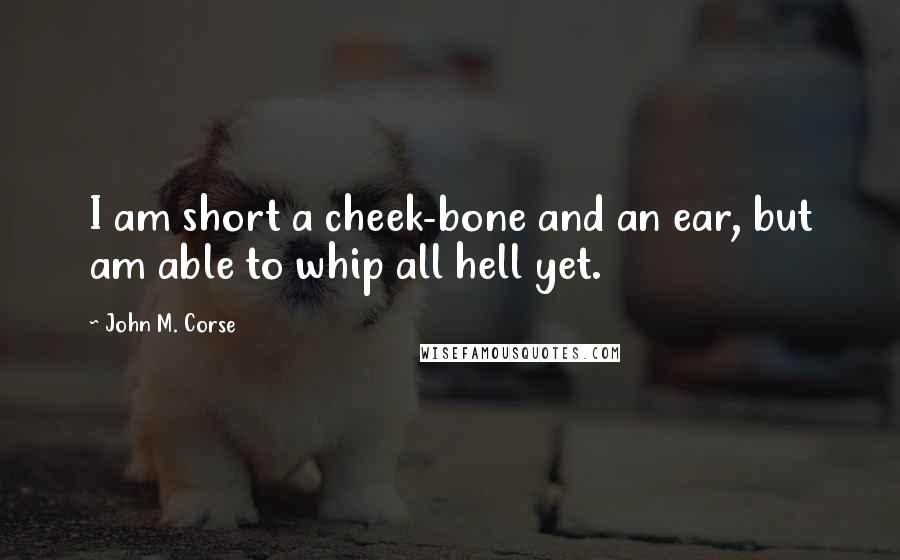 John M. Corse Quotes: I am short a cheek-bone and an ear, but am able to whip all hell yet.