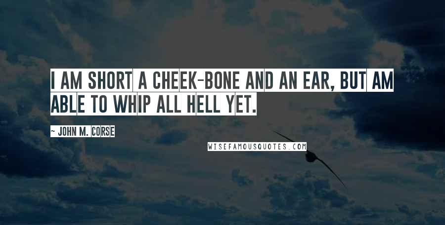 John M. Corse Quotes: I am short a cheek-bone and an ear, but am able to whip all hell yet.