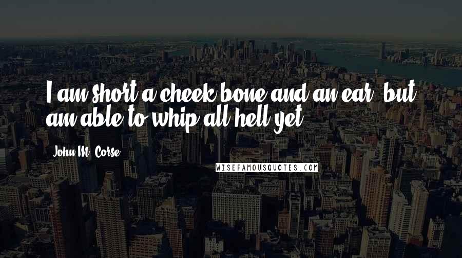 John M. Corse Quotes: I am short a cheek-bone and an ear, but am able to whip all hell yet.