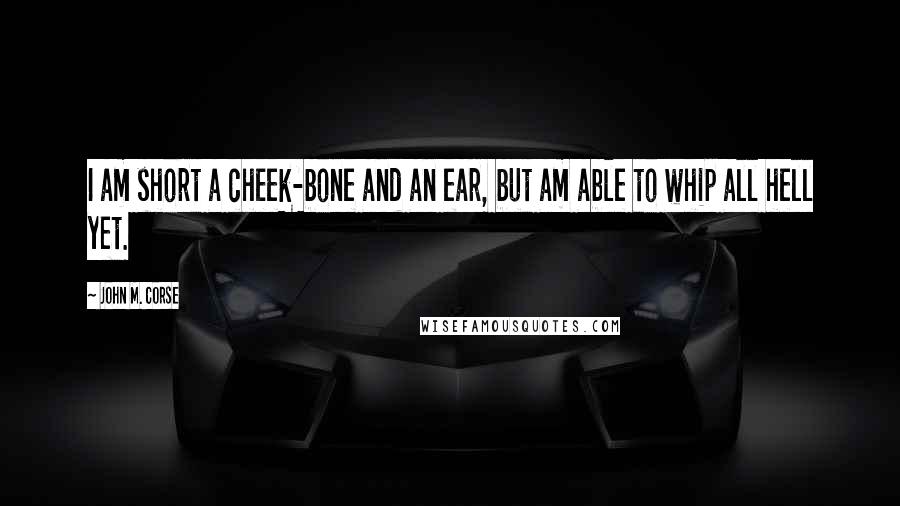 John M. Corse Quotes: I am short a cheek-bone and an ear, but am able to whip all hell yet.