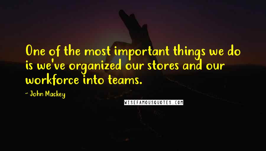 John Mackey Quotes: One of the most important things we do is we've organized our stores and our workforce into teams.