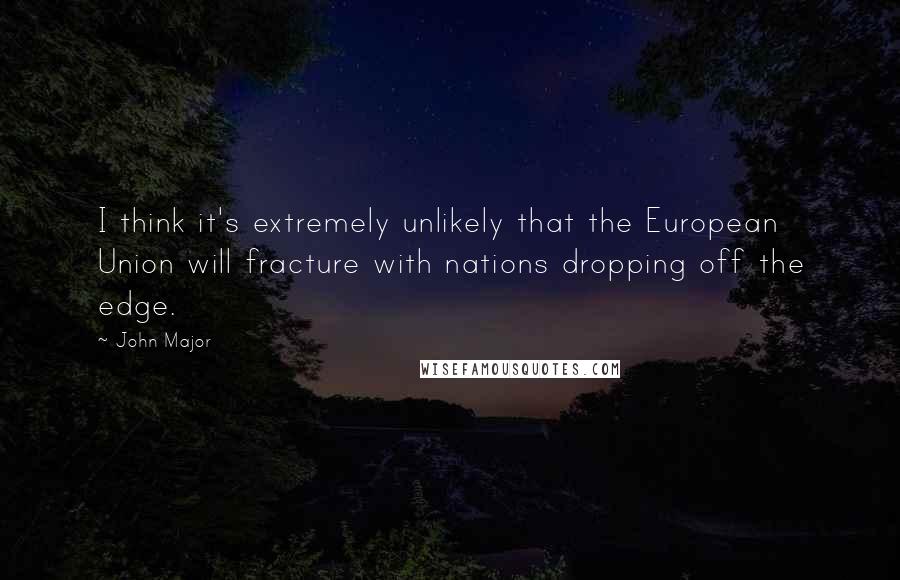 John Major Quotes: I think it's extremely unlikely that the European Union will fracture with nations dropping off the edge.