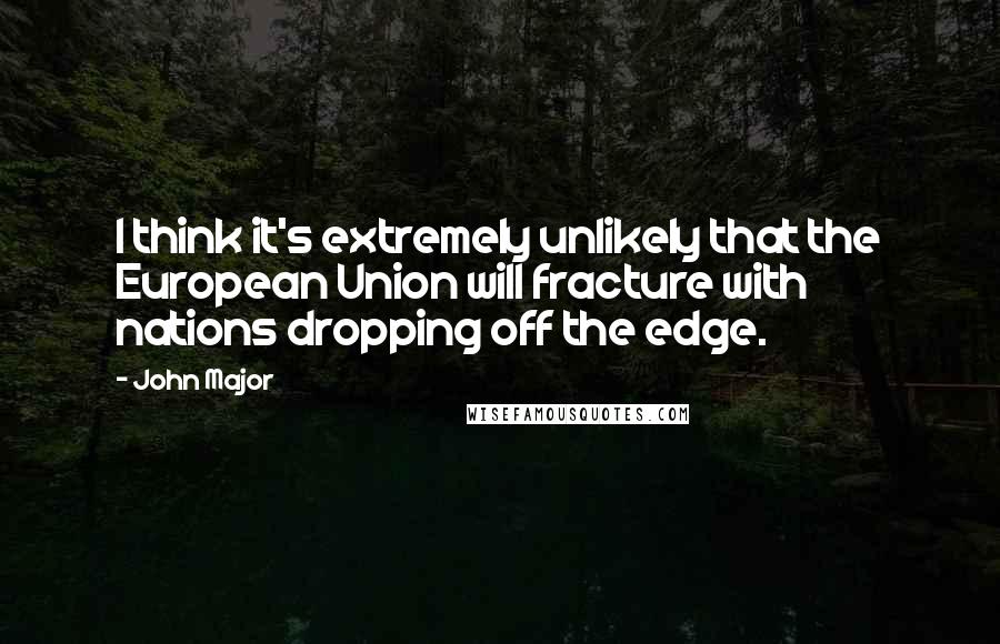 John Major Quotes: I think it's extremely unlikely that the European Union will fracture with nations dropping off the edge.