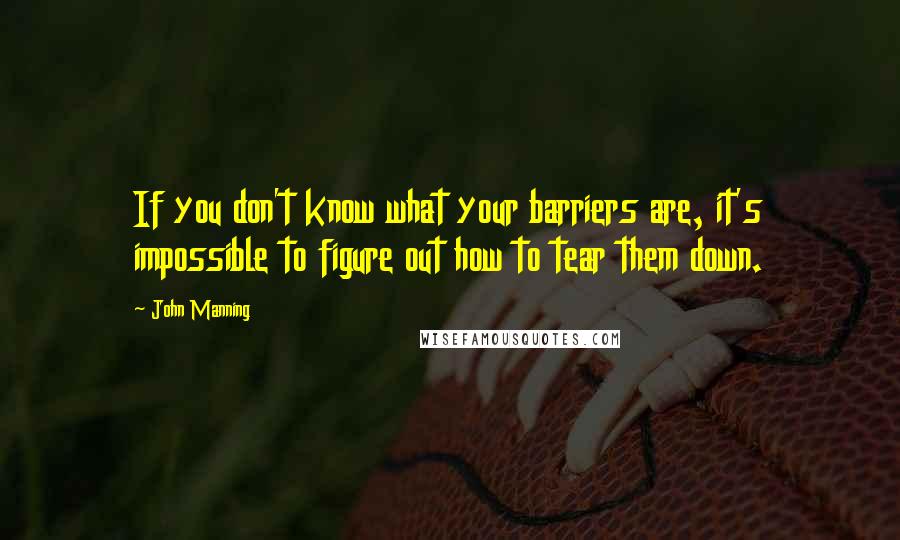 John Manning Quotes: If you don't know what your barriers are, it's impossible to figure out how to tear them down.