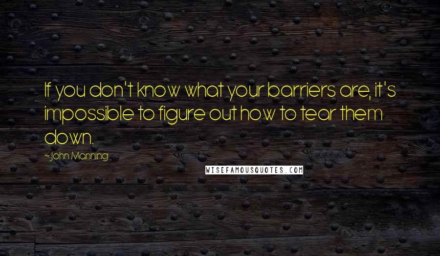 John Manning Quotes: If you don't know what your barriers are, it's impossible to figure out how to tear them down.