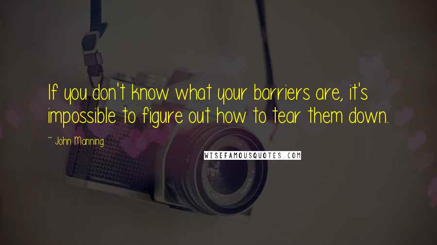 John Manning Quotes: If you don't know what your barriers are, it's impossible to figure out how to tear them down.