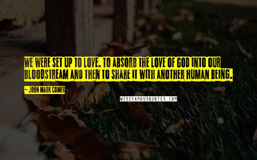 John Mark Comer Quotes: We were set up to love. To absorb the love of God into our bloodstream and then to share it with another human being.