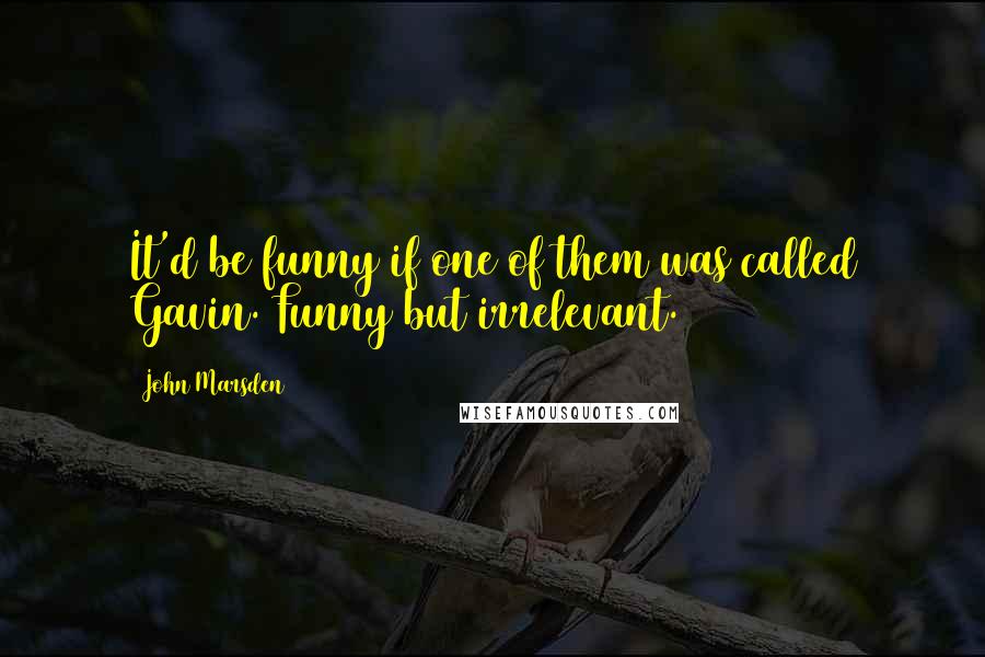 John Marsden Quotes: It'd be funny if one of them was called Gavin. Funny but irrelevant.
