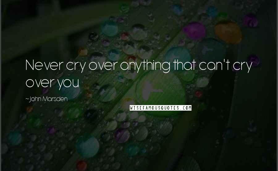 John Marsden Quotes: Never cry over anything that can't cry over you