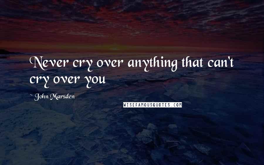 John Marsden Quotes: Never cry over anything that can't cry over you