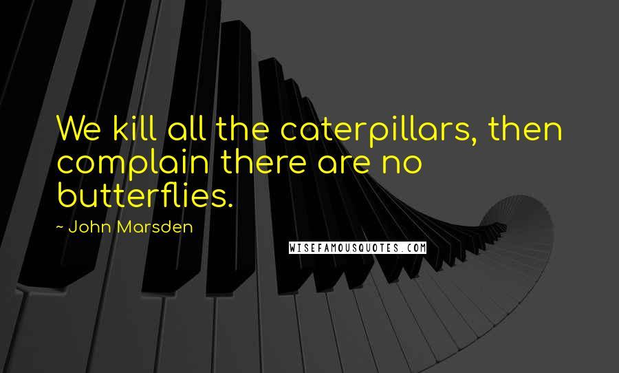 John Marsden Quotes: We kill all the caterpillars, then complain there are no butterflies.