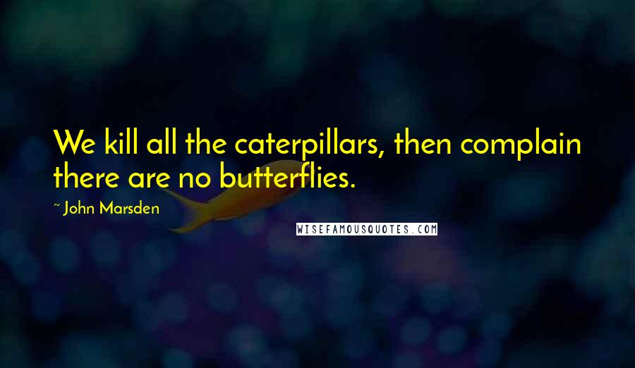 John Marsden Quotes: We kill all the caterpillars, then complain there are no butterflies.