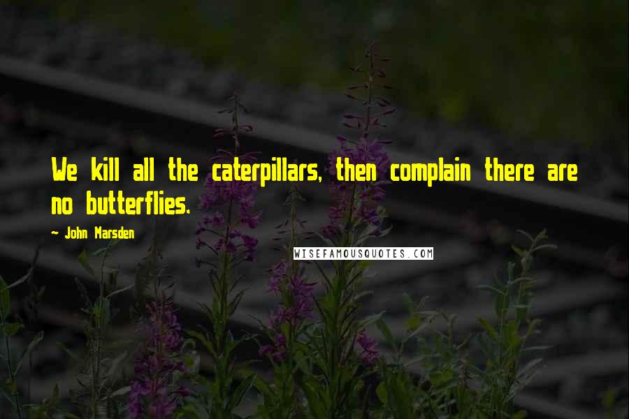 John Marsden Quotes: We kill all the caterpillars, then complain there are no butterflies.