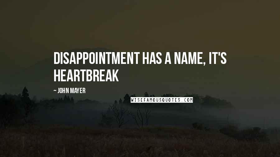 John Mayer Quotes: Disappointment has a name, it's heartbreak