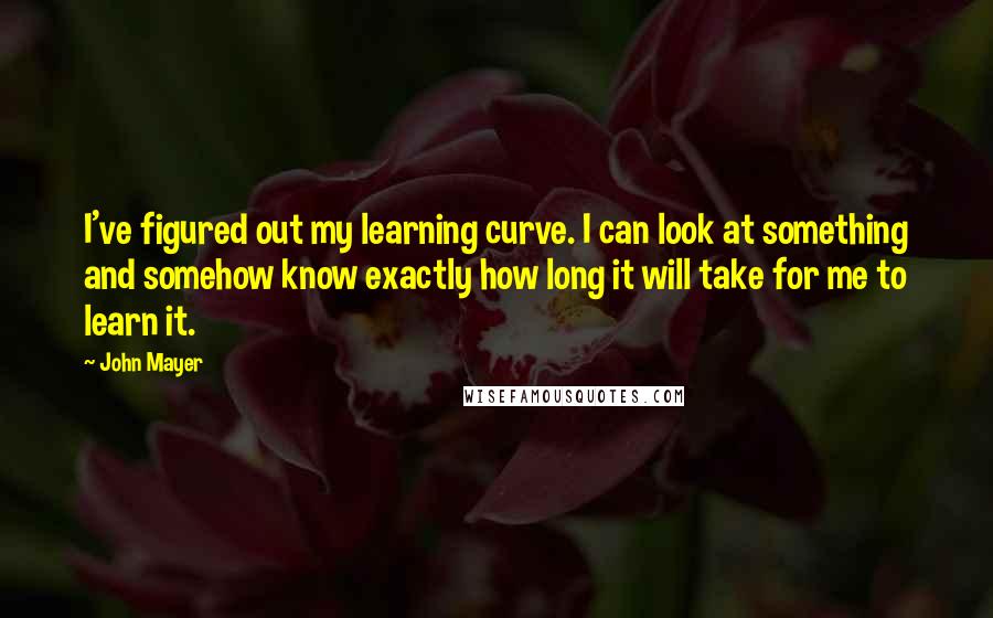 John Mayer Quotes: I've figured out my learning curve. I can look at something and somehow know exactly how long it will take for me to learn it.