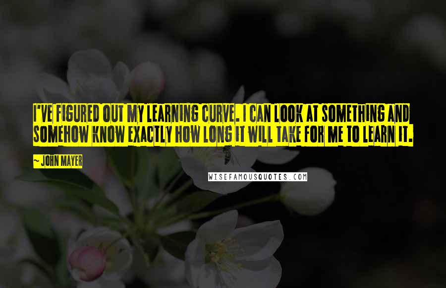 John Mayer Quotes: I've figured out my learning curve. I can look at something and somehow know exactly how long it will take for me to learn it.