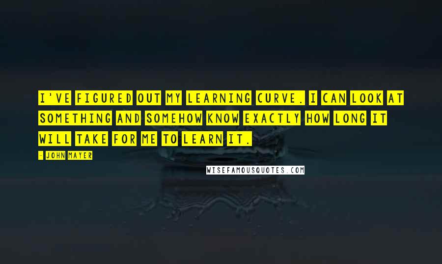 John Mayer Quotes: I've figured out my learning curve. I can look at something and somehow know exactly how long it will take for me to learn it.