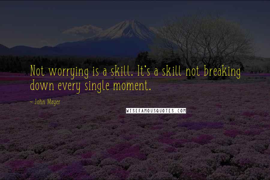 John Mayer Quotes: Not worrying is a skill. It's a skill not breaking down every single moment.