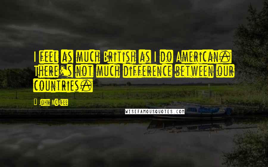 John McAfee Quotes: I feel as much British as I do American. There's not much difference between our countries.