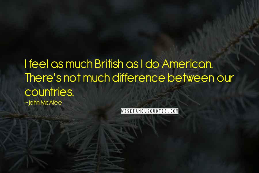 John McAfee Quotes: I feel as much British as I do American. There's not much difference between our countries.
