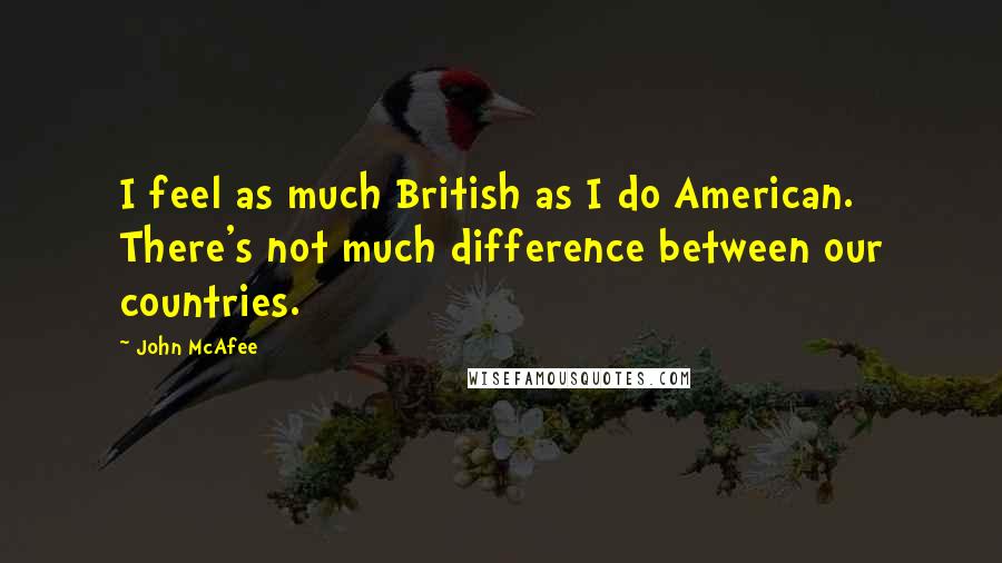 John McAfee Quotes: I feel as much British as I do American. There's not much difference between our countries.