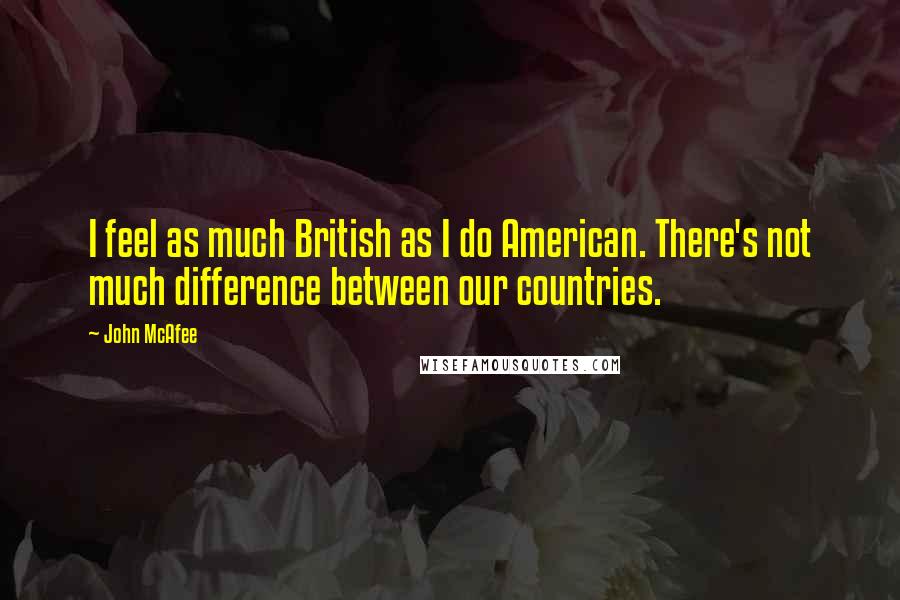 John McAfee Quotes: I feel as much British as I do American. There's not much difference between our countries.