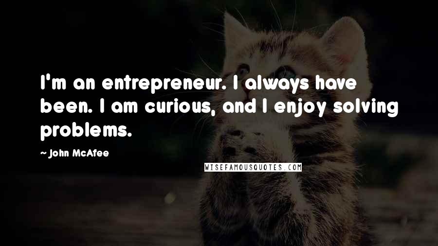 John McAfee Quotes: I'm an entrepreneur. I always have been. I am curious, and I enjoy solving problems.