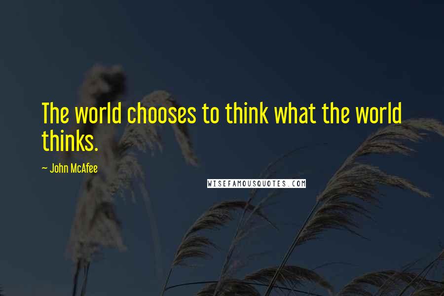 John McAfee Quotes: The world chooses to think what the world thinks.