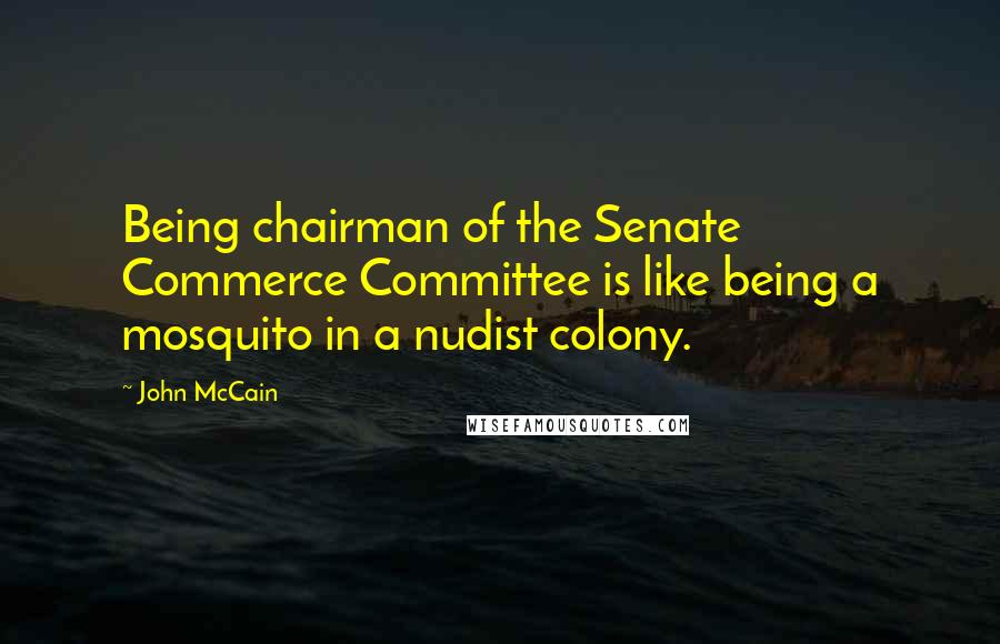 John McCain Quotes: Being chairman of the Senate Commerce Committee is like being a mosquito in a nudist colony.