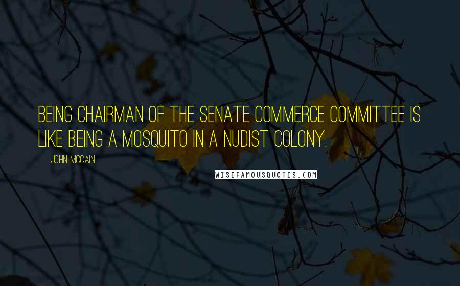 John McCain Quotes: Being chairman of the Senate Commerce Committee is like being a mosquito in a nudist colony.