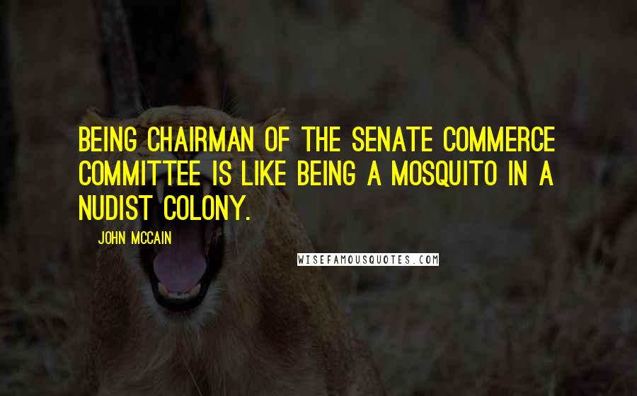 John McCain Quotes: Being chairman of the Senate Commerce Committee is like being a mosquito in a nudist colony.