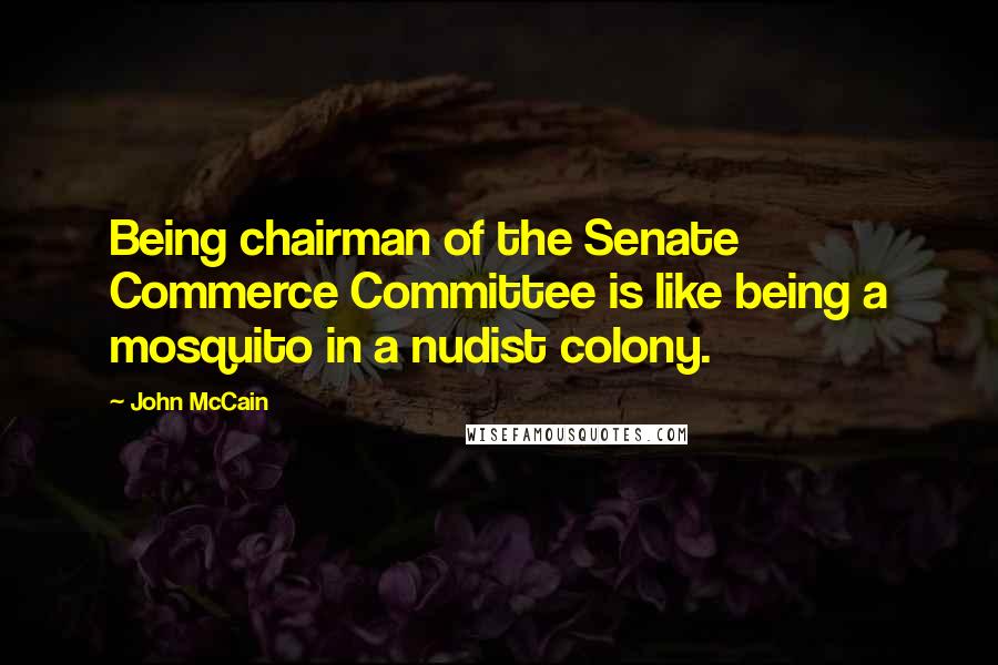 John McCain Quotes: Being chairman of the Senate Commerce Committee is like being a mosquito in a nudist colony.