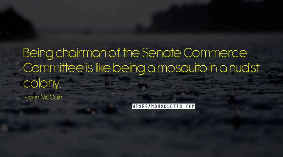 John McCain Quotes: Being chairman of the Senate Commerce Committee is like being a mosquito in a nudist colony.