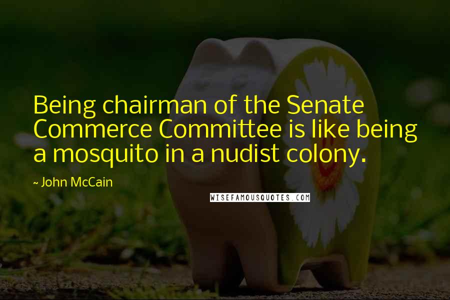 John McCain Quotes: Being chairman of the Senate Commerce Committee is like being a mosquito in a nudist colony.