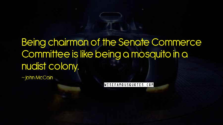 John McCain Quotes: Being chairman of the Senate Commerce Committee is like being a mosquito in a nudist colony.