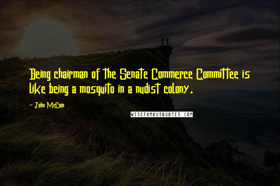 John McCain Quotes: Being chairman of the Senate Commerce Committee is like being a mosquito in a nudist colony.