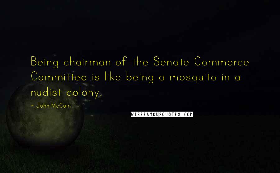 John McCain Quotes: Being chairman of the Senate Commerce Committee is like being a mosquito in a nudist colony.