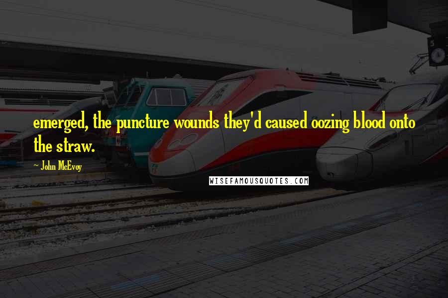 John McEvoy Quotes: emerged, the puncture wounds they'd caused oozing blood onto the straw.