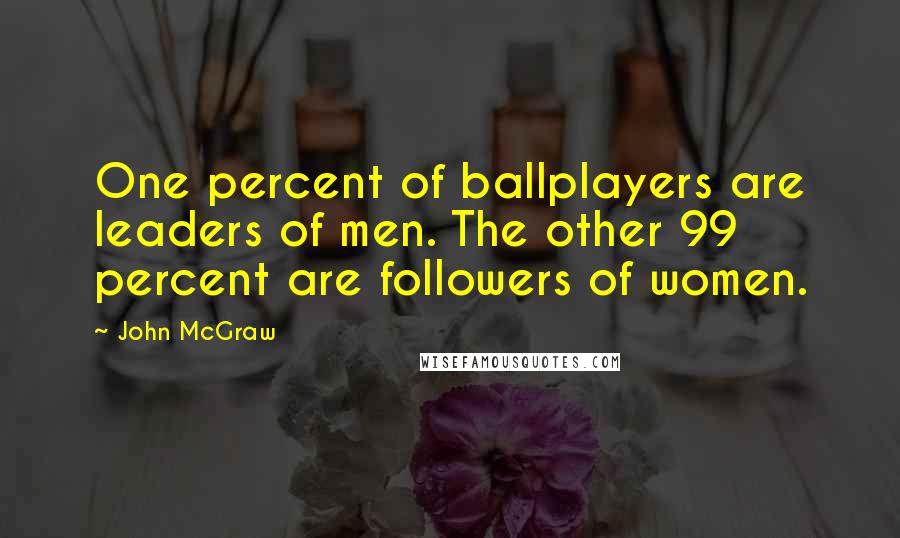 John McGraw Quotes: One percent of ballplayers are leaders of men. The other 99 percent are followers of women.