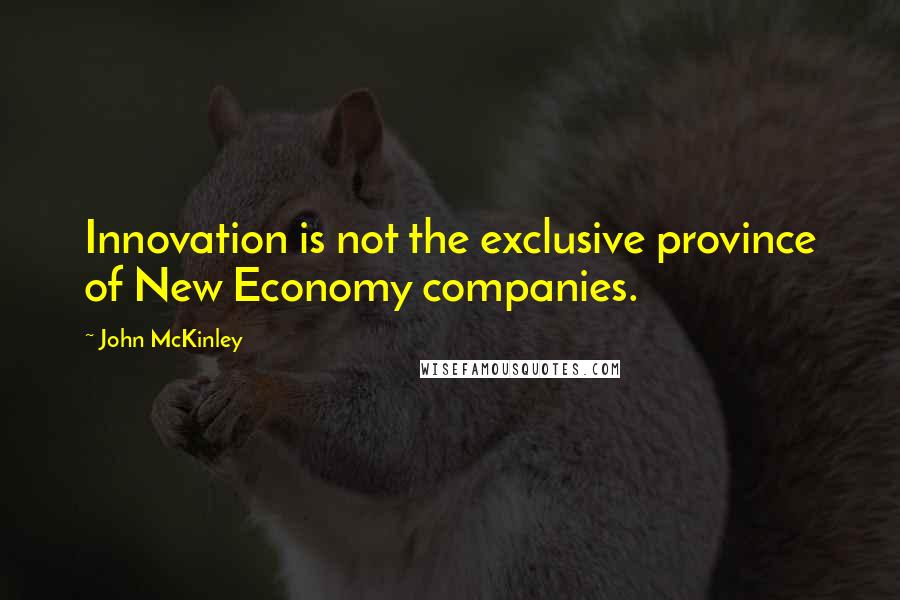 John McKinley Quotes: Innovation is not the exclusive province of New Economy companies.