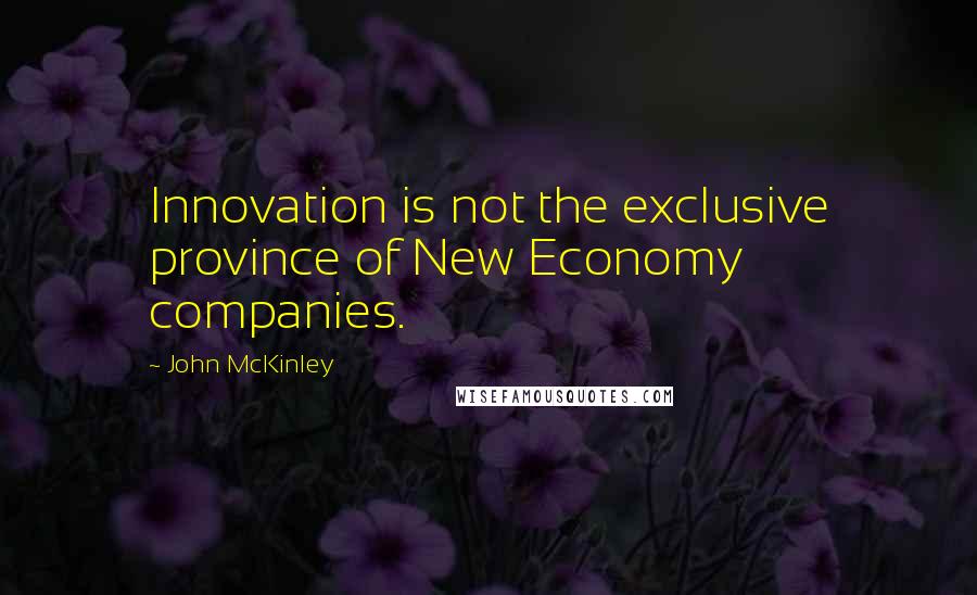 John McKinley Quotes: Innovation is not the exclusive province of New Economy companies.