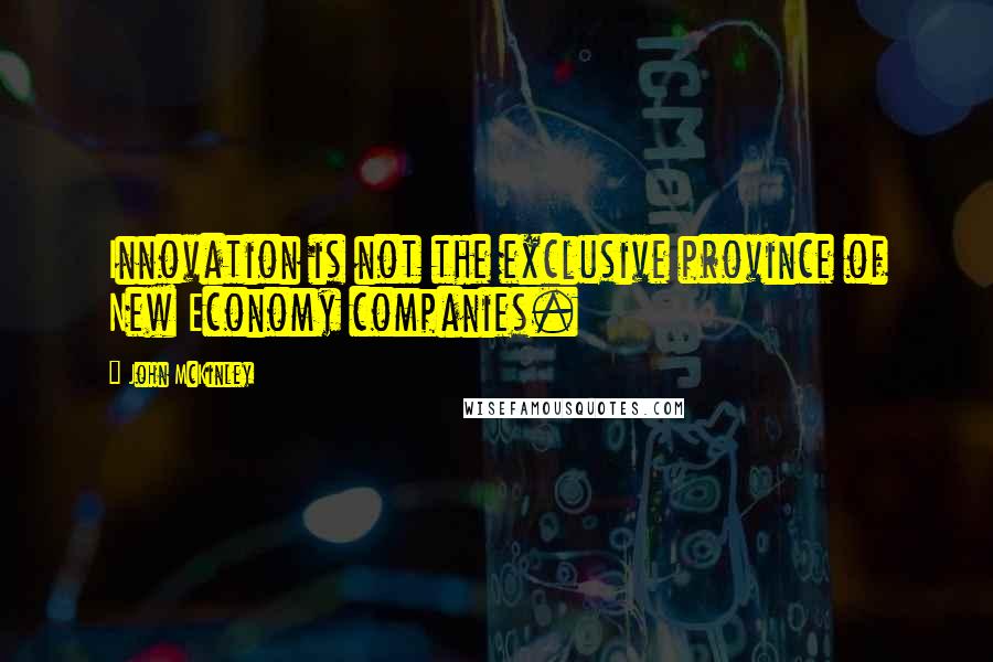 John McKinley Quotes: Innovation is not the exclusive province of New Economy companies.