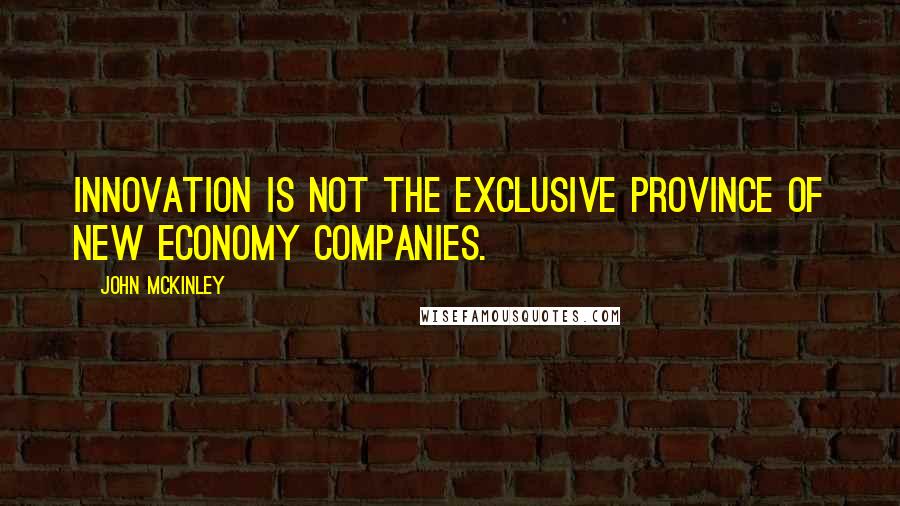 John McKinley Quotes: Innovation is not the exclusive province of New Economy companies.