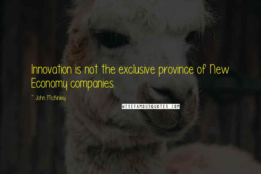 John McKinley Quotes: Innovation is not the exclusive province of New Economy companies.