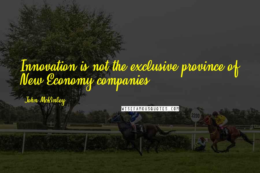 John McKinley Quotes: Innovation is not the exclusive province of New Economy companies.