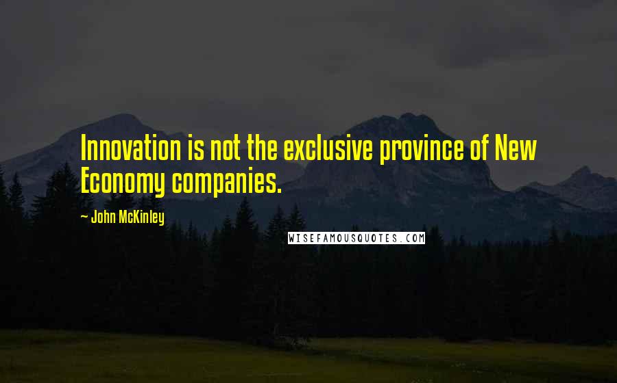 John McKinley Quotes: Innovation is not the exclusive province of New Economy companies.